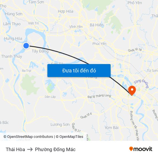 Thái Hòa to Phường Đống Mác map