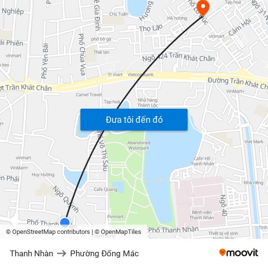 Thanh Nhàn to Phường Đống Mác map