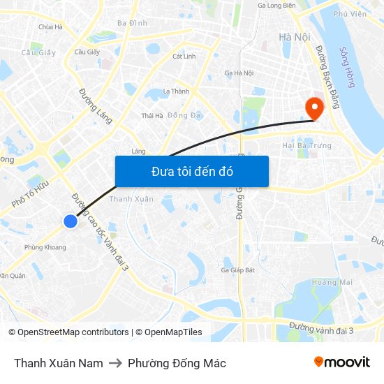 Thanh Xuân Nam to Phường Đống Mác map