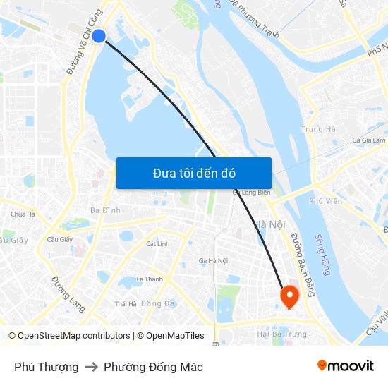 Phú Thượng to Phường Đống Mác map