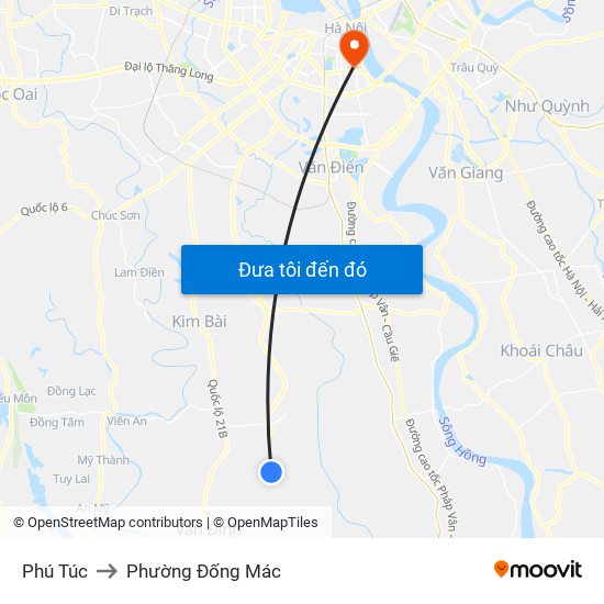 Phú Túc to Phường Đống Mác map