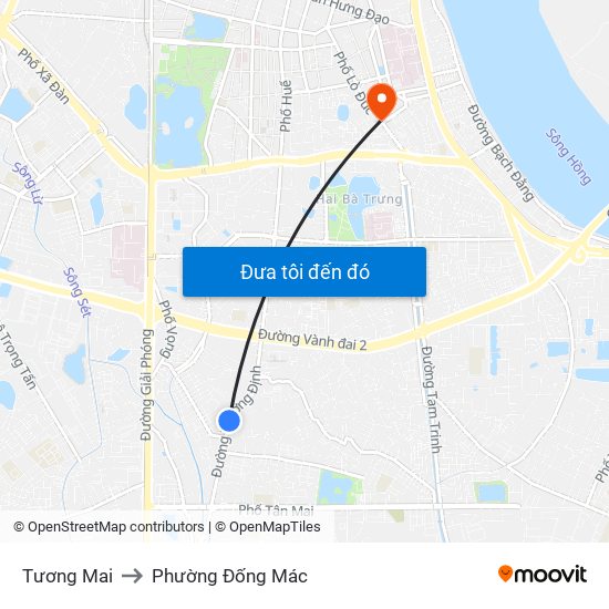 Tương Mai to Phường Đống Mác map