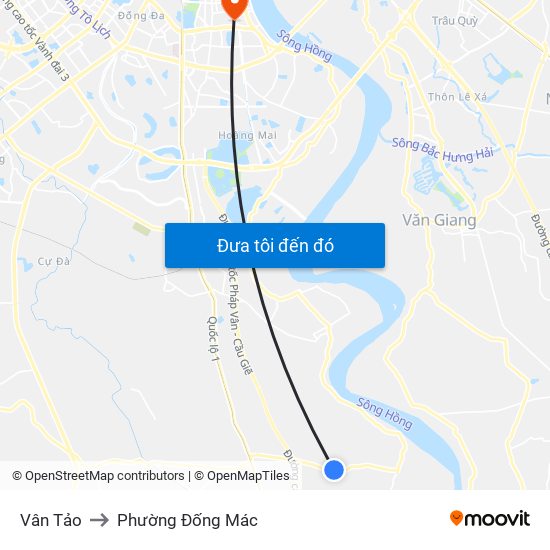 Vân Tảo to Phường Đống Mác map