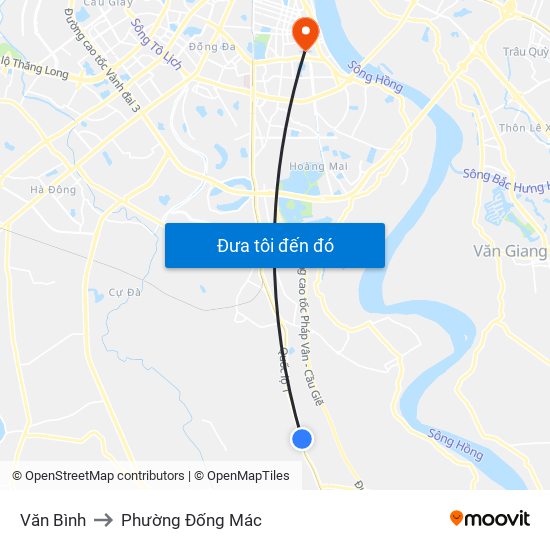 Văn Bình to Phường Đống Mác map