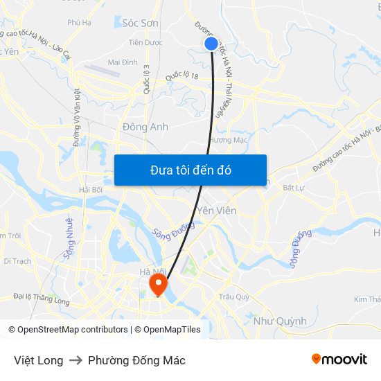 Việt Long to Phường Đống Mác map