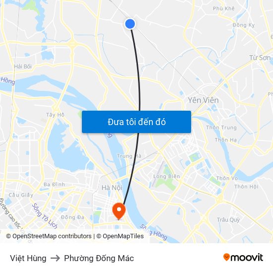 Việt Hùng to Phường Đống Mác map