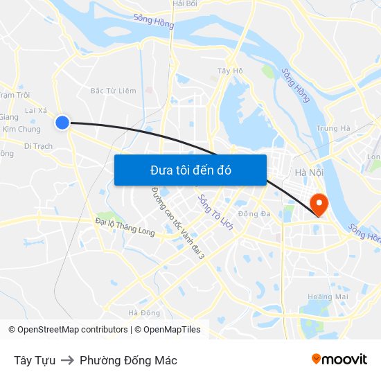 Tây Tựu to Phường Đống Mác map