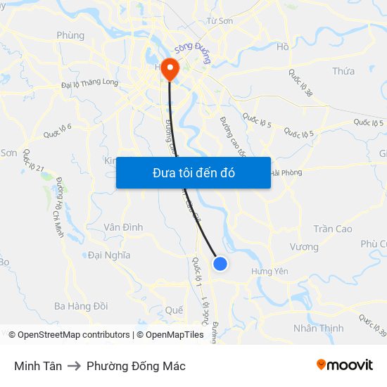Minh Tân to Phường Đống Mác map