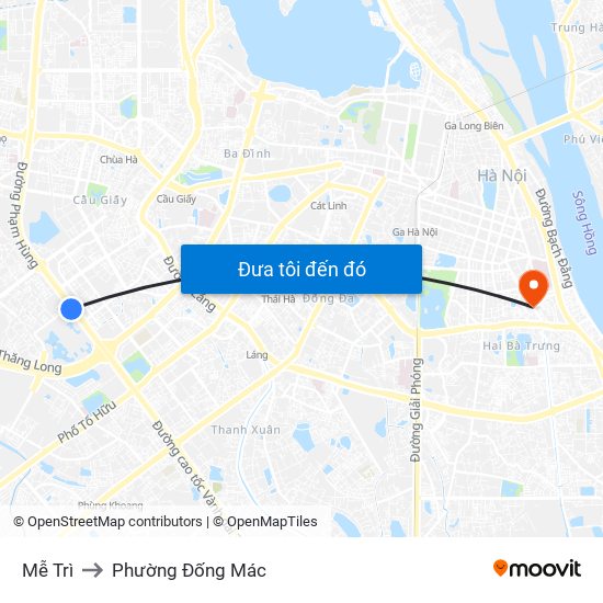 Mễ Trì to Phường Đống Mác map