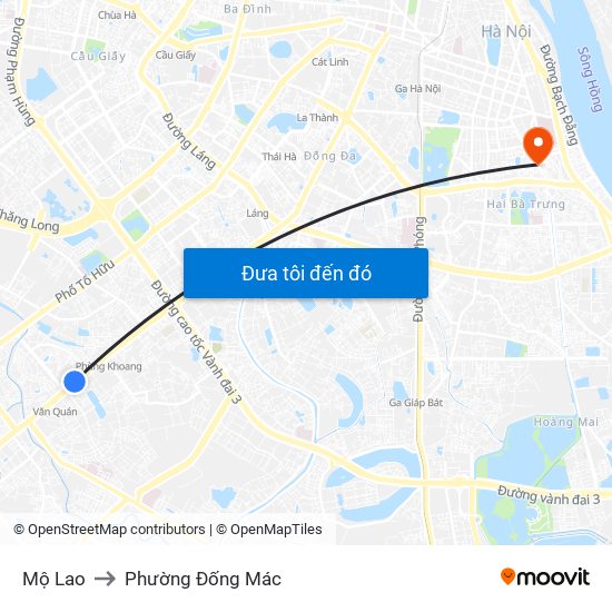 Mộ Lao to Phường Đống Mác map