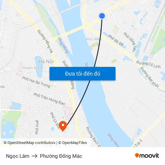 Ngọc Lâm to Phường Đống Mác map