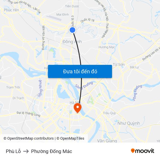 Phù Lỗ to Phường Đống Mác map