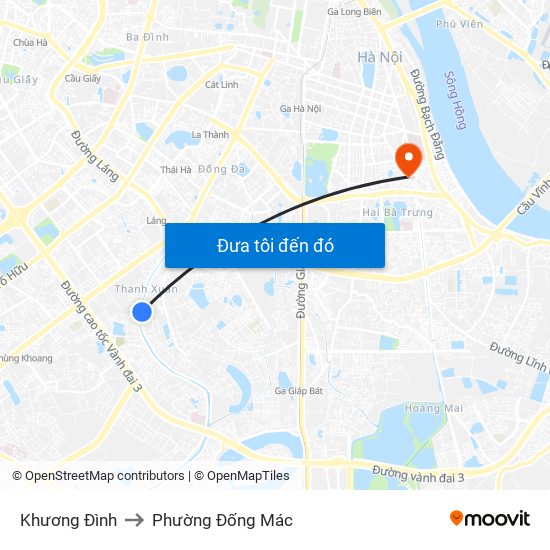 Khương Đình to Phường Đống Mác map