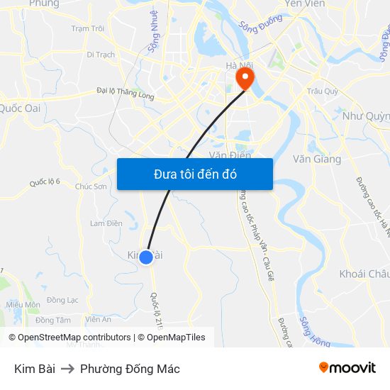 Kim Bài to Phường Đống Mác map