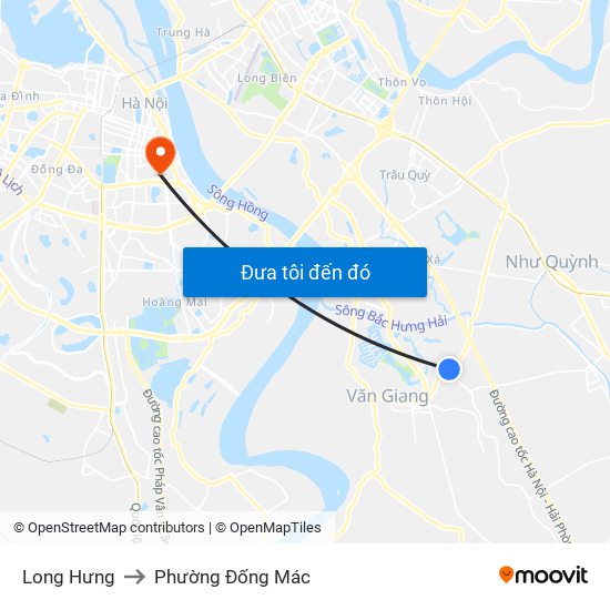 Long Hưng to Phường Đống Mác map