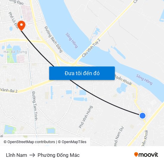 Lĩnh Nam to Phường Đống Mác map