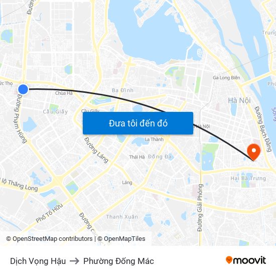 Dịch Vọng Hậu to Phường Đống Mác map