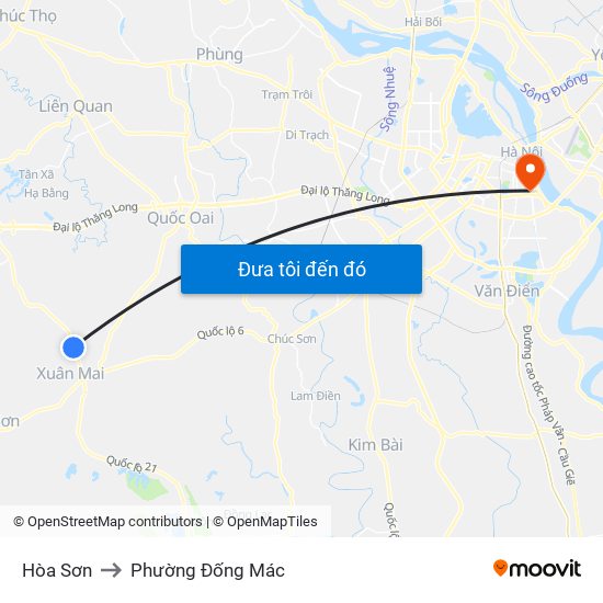 Hòa Sơn to Phường Đống Mác map