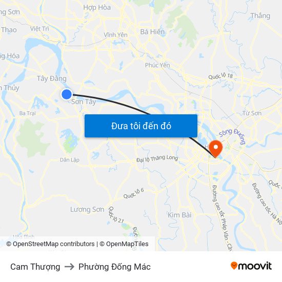 Cam Thượng to Phường Đống Mác map