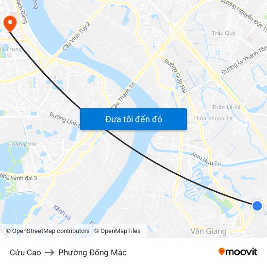 Cửu Cao to Phường Đống Mác map