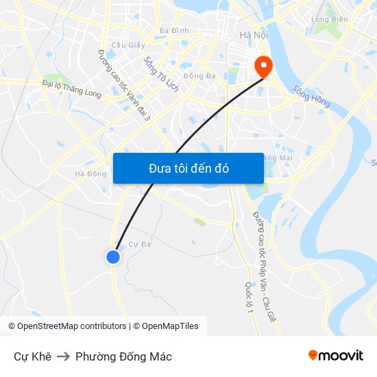 Cự Khê to Phường Đống Mác map