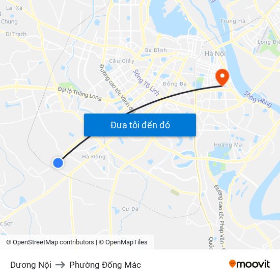 Dương Nội to Phường Đống Mác map