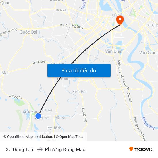 Xã Đồng Tâm to Phường Đống Mác map