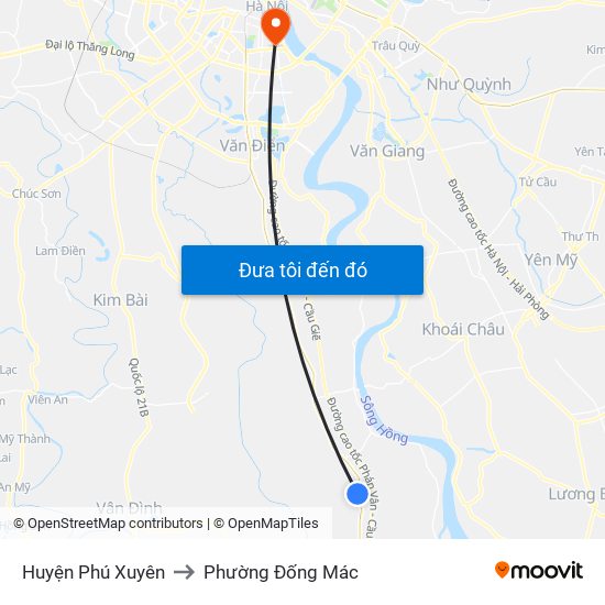 Huyện Phú Xuyên to Phường Đống Mác map