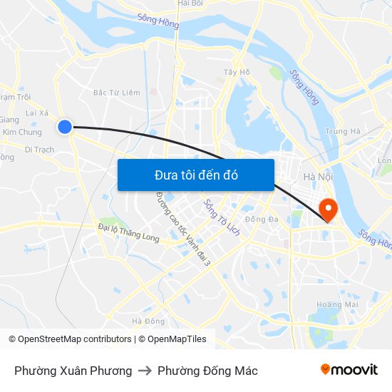 Phường Xuân Phương to Phường Đống Mác map