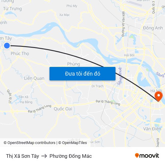 Thị Xã Sơn Tây to Phường Đống Mác map