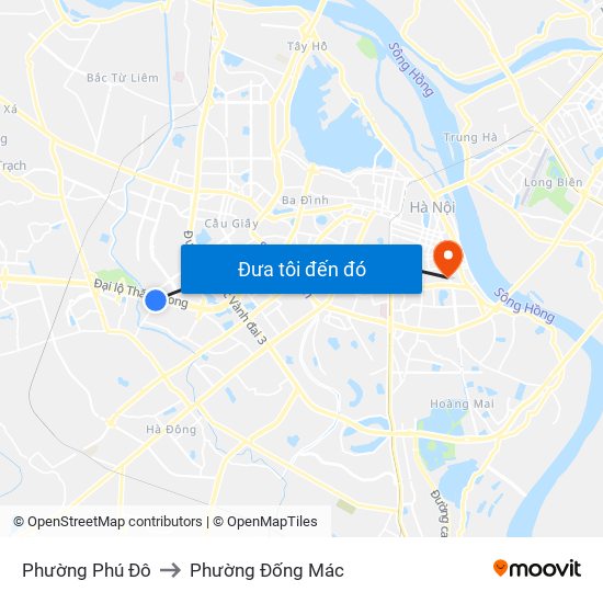 Phường Phú Đô to Phường Đống Mác map