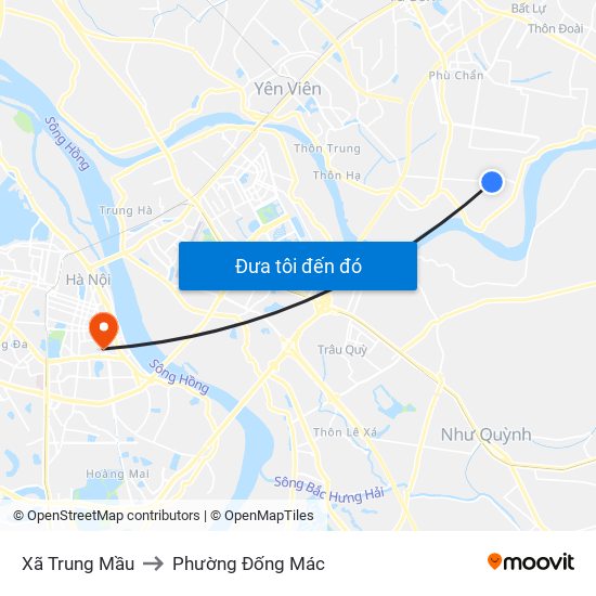 Xã Trung Mầu to Phường Đống Mác map