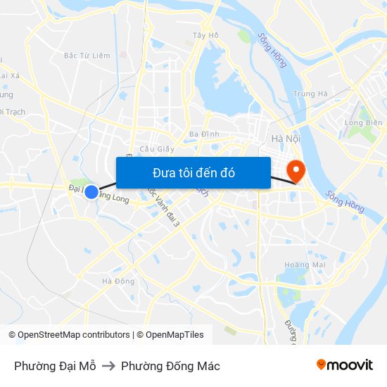 Phường Đại Mỗ to Phường Đống Mác map