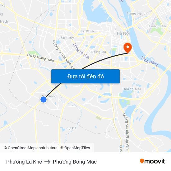 Phường La Khê to Phường Đống Mác map