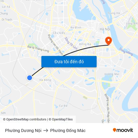 Phường Dương Nội to Phường Đống Mác map