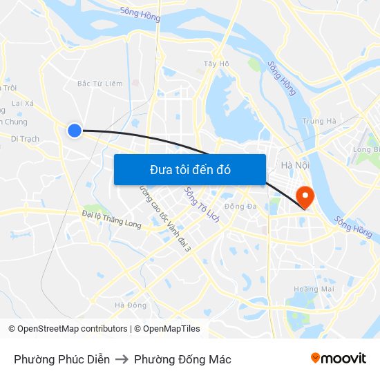 Phường Phúc Diễn to Phường Đống Mác map