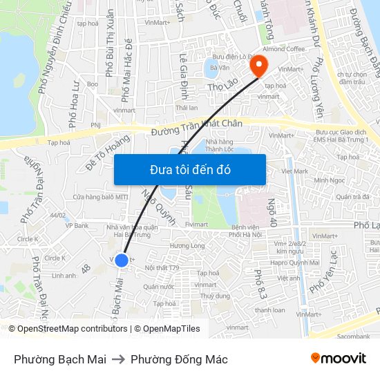 Phường Bạch Mai to Phường Đống Mác map