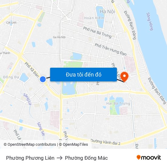 Phường Phương Liên to Phường Đống Mác map