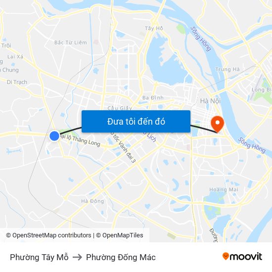 Phường Tây Mỗ to Phường Đống Mác map