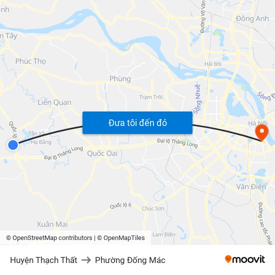 Huyện Thạch Thất to Phường Đống Mác map