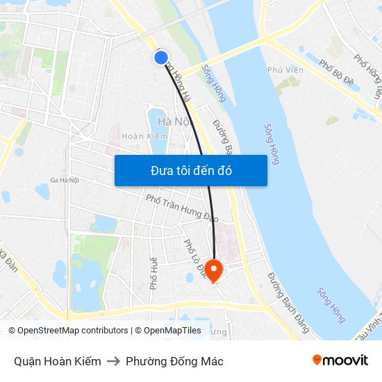 Quận Hoàn Kiếm to Phường Đống Mác map