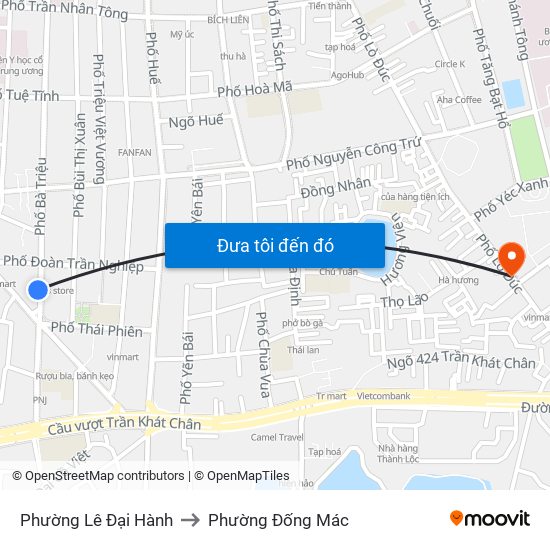 Phường Lê Đại Hành to Phường Đống Mác map