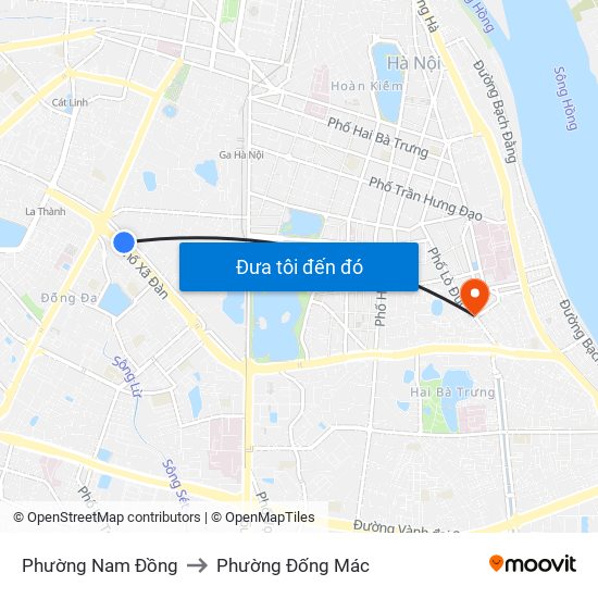 Phường Nam Đồng to Phường Đống Mác map