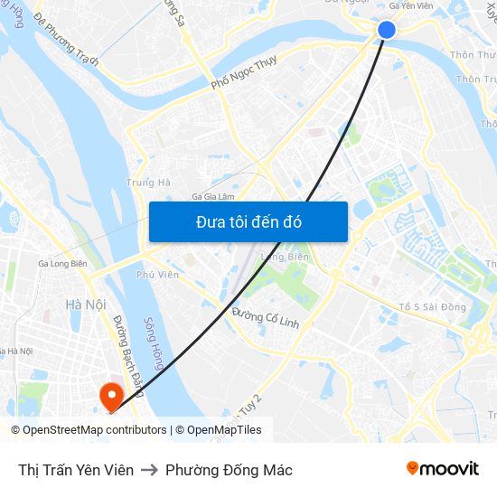 Thị Trấn Yên Viên to Phường Đống Mác map