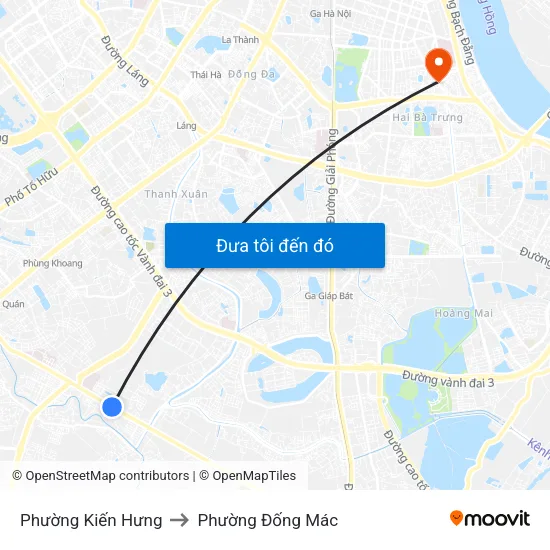 Phường Kiến Hưng to Phường Đống Mác map
