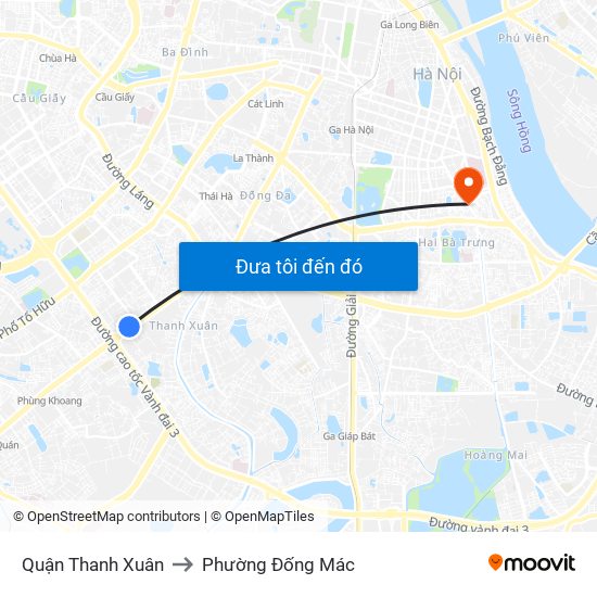 Quận Thanh Xuân to Phường Đống Mác map