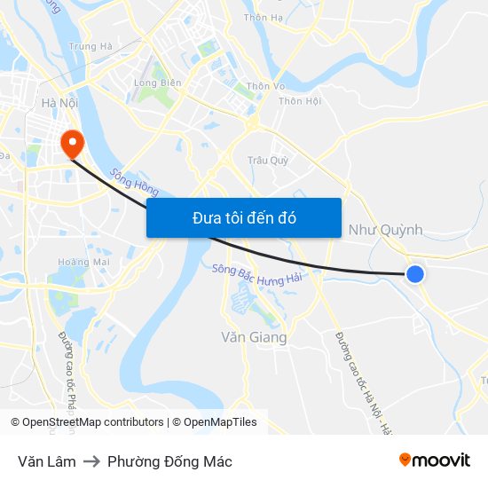 Văn Lâm to Phường Đống Mác map