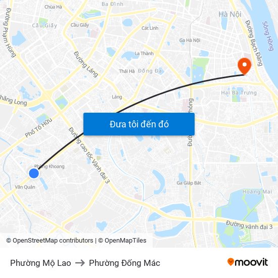 Phường Mộ Lao to Phường Đống Mác map