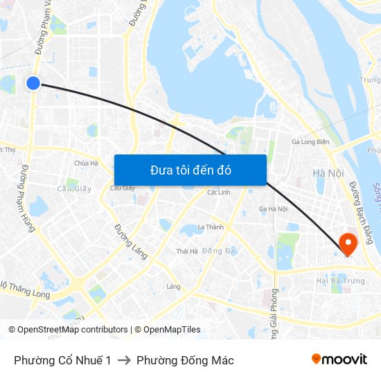 Phường Cổ Nhuế 1 to Phường Đống Mác map