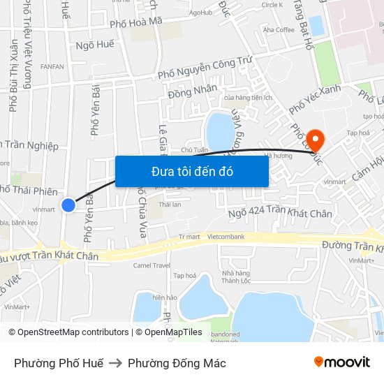 Phường Phố Huế to Phường Đống Mác map